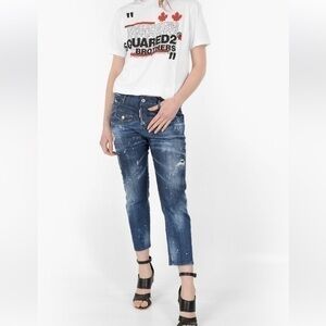 DSQUARED2 SIDE ZIPPED COOL GIRL CROPPED DENIMS
Size 46 Color Blue